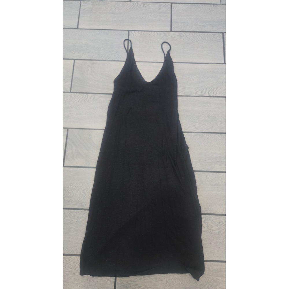 Beach Bunny Golden Girl Maxi Dress Black Metallic Knit V-Neck B2318C4 Large NEW